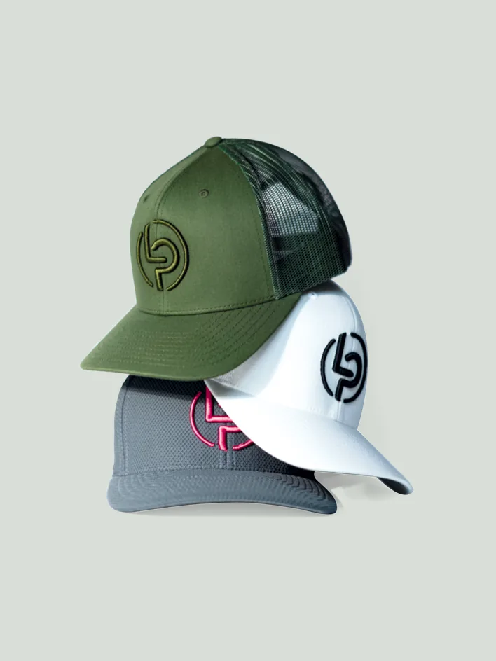 LP Caps in Grün, Weiß und Grau